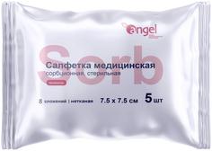 Салфетки медицинская 7,5x7,5,5шт,8 сл. Angel, 8шт No Brand