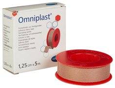 Лейкопластырь 1,25смх5м текстил ткань OMNIPLAST 9004403, 2шт Hartmann