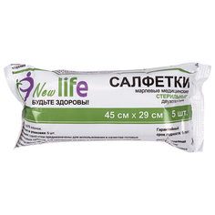 Салфетка марлевая стерильная NEW LIFE 144141 2 слоя 45х29 см 5 шт 3 уп