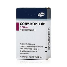 Солу-Кортеф лиофилизат д/приг. р-ра для в/вен. и в/мыш. введения 100 мг флакон + р-ль 2 мл Pfizer
