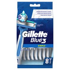 Одноразовая мужская бритва Gillette Blue Simple3 8 шт