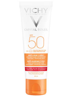 Антивозрастной уход Vichy Capital Ideal Soleil SPF50 3в1 с антиоксидантами, 50 мл