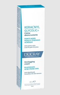 Крем Ducray Keracnyl Glycolic+ Очищающий матирующий для кожи склонной к акне, 30 мл
