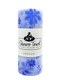 Мочалка-полотенце ShinYoung Shower Towel Happy clean day Blue Цветочек, массажная