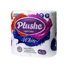 Бумага туал. 2 сл. PLUSHE Light White 12,5 м 4 шт/упак белый 100 л. целл. Бытовое PLUSHE 1