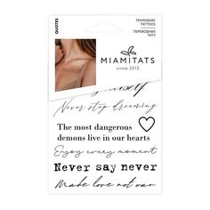 Переводные тату MIAMITATS Quotes