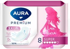 Прокладки Aura Premium Super женские, гигиенические, 8 шт.