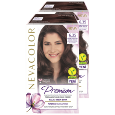 Стойкая крем-краска для волос Neva Premium 6.35 Карамельный шоколад 2шт Нева