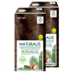 Стойкая крем-краска для волос Neva Naturalis Vegan 7.0 Интенсивный каштановый 2 шт Нева