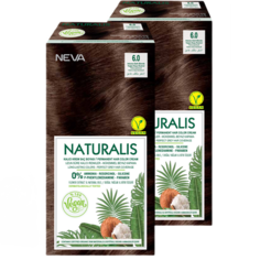 Стойкая крем-краска для волос Neva Naturalis Vegan 6.0 Насыщенный темно-каштановый 2 шт Нева