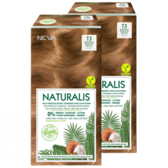 Стойкая крем-краска для волос Neva Naturalis Vegan 7.3 Карамельный коричневый 2 шт Нева