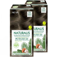 Стойкая крем-краска для волос Naturalis Vegan 7.11 Интенсивный пепельно-коричневый 2 шт. Нева