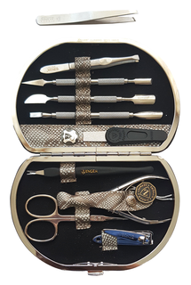 Маникюрный набор Premium Zinger MSFC-1001-3 S 9 предметов + пинцет бежевый с рисунком