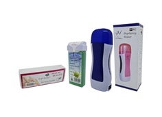 Набор для депиляции: Воскоплав картриджный, полоски для депиляции (100 шт), воск Алоэ No Brand