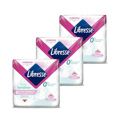 Прокладки женские LIBRESSE Ultra Pure Sensitive Нормал, 8 шт х 3 упаковки