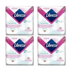 Прокладки женские LIBRESSE Ultra Pure Sensitive Нормал, 8 шт х 4 упаковки