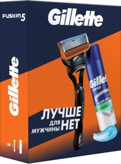 Набор подарочный Gillette Fusion бритва, кассета, гель для бритья чувствительной кожи