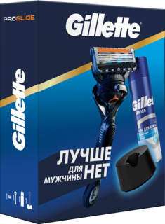 Набор подарочный Gillette Fusion ProGlide Flexball бритва, кассета, гель и подставка