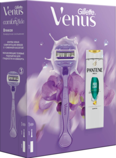 Набор подарочный Gillette Venus ComfortGlide Breeze бритва, кассета, шампунь Pantene