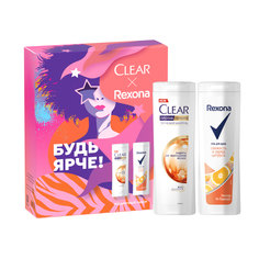 Подарочный набор женский Clear и Rexona Шампунь и Гель для душа 200 мл и 200 мл