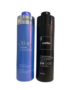 Набор ESTEL Шампунь Otium Aqua для увлажнения волос 1000 мл и Шампунь Alpha Homme 1000 мл
