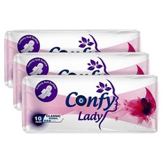 Гигиенические прокладки Confy Lady Classic Normal женские, 3 упаковки по 10 шт