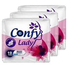 Гигиенические прокладки Confy Lady Maxi Normal женские, 3 упаковки по 10 шт
