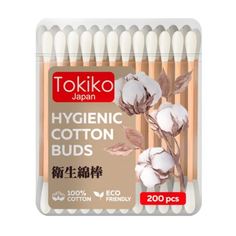 Палочки ватные Tokiko Japan бамбук, стакан, 200 шт.