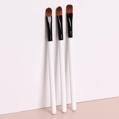 Набор кистей для макияжа, 3 предмета, цвет белый/чёрный No Brand