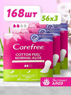 Прокладки Carefree Cotton Feel Cotton Aloe 3 уп по по 56 шт