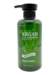 Шампунь 3W Clinic Olive & Argan 2 in 1 Shampoo для волос аргановое масло и олива 500мл