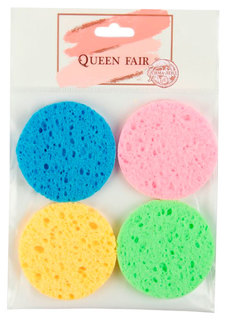 Набор спонжей для умывания «Мягкость», d = 5,8 см, 4 шт, разноцветный 3099456 Queen Fair