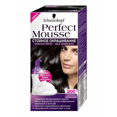 Краска-мусс для волос Perfect Mousse сияющий и стойкий цвет тон 200 черный 93 мл Schwarzkopf Professional