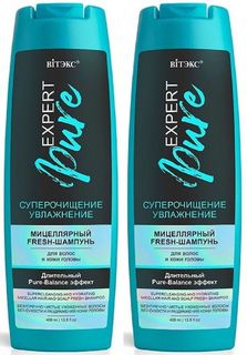 Мицеллярный fresh-шампунь Витэкс Expert Pure Суперочищение и увлажнение 400мл 2шт Viteks