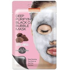 Пузырьковая очищающая маска для лица Purederm Deep Purifying Black O2 Bubble Mask Volcanic