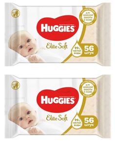 Влажные салфетки Huggies Элит Софт Нэчурал без отдушки 56 шт/уп,2 уп