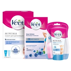 Набор Veet Восковые полоски 16 шт Крем для депиляции Набор для депиляции зоны лица