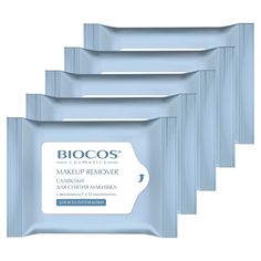 Комплект Влажные салфетки BioCos для снятия макияжа всех типов кожи, 15 шт х 5 упаковок