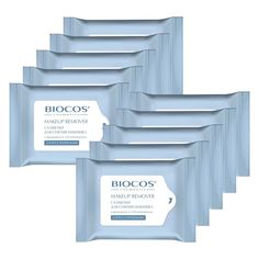 Комплект Влажные салфетки BioCos для снятия макияжа всех типов кожи, 15 шт х 10 упаковок