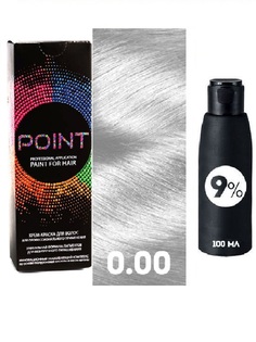 Крем-краска для волос POINT 0.00А 100мл + 9% оксигент 100мл