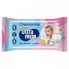 Салфетки влажные Ultra Fresh Baby не содержат спирта 15 шт No Brand