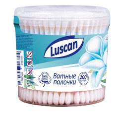 Палочки ватные Luscan стакан 200шт/уп, (3шт.)