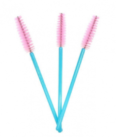Одноразовая щеточка для ресниц и бровей голубой стержень и розовая кисть 50шт No Brand