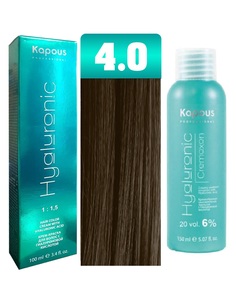 Краска для волос Kapous Hyaluronic тон №4.0 + Оксигент Kapous Hyaluronic 6% 150мл