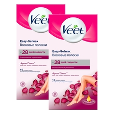 Комплект Восковые полоски Veet с ароматом бархатной розы и маслами Easy Gel-wax 10шт