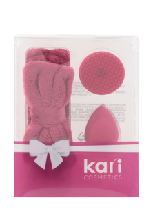 Подарочный набор Kari повязка на голову, щеточка для очищения лица, спонж для макияжа PR23