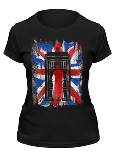 Футболка женская Printio 10th флаг uk (доктор кто) черная 2XL