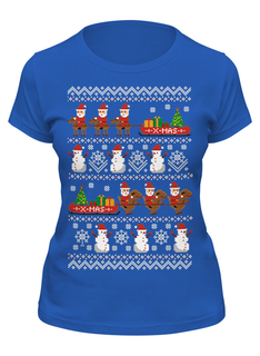 Футболка женская Printio Новый год синяя 2XL