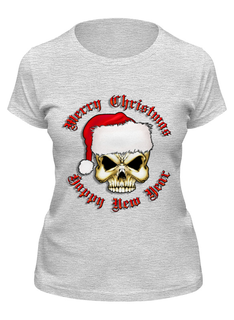 Футболка женская Printio Santa skull серая 2XL