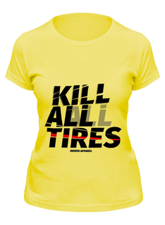 Футболка женская Printio Kill all tires - drift car желтая 2XL